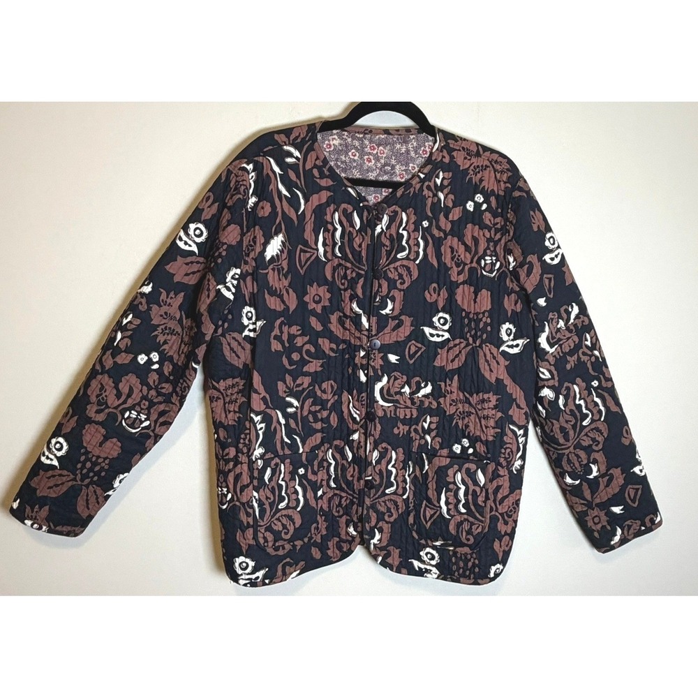 Reversible Quilted Cotton Jacket XL Cottagecore Grandmacore Floral Boho Coat
